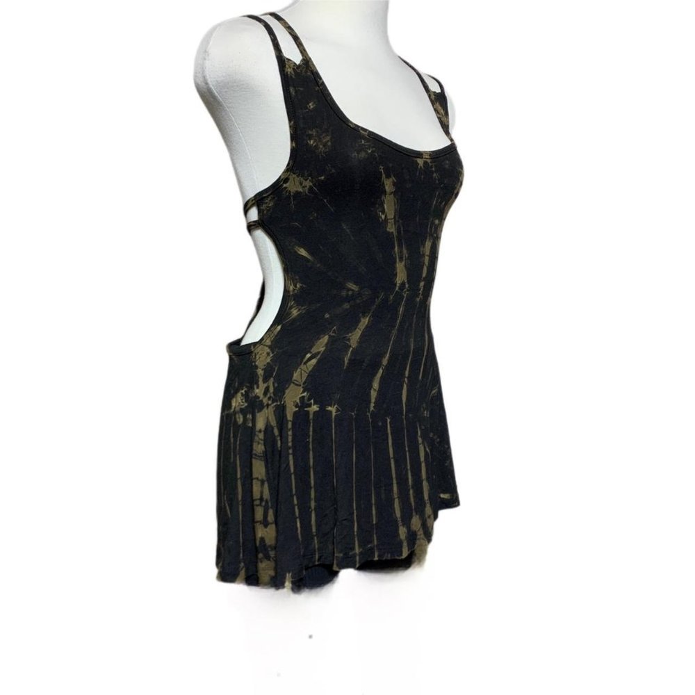 Women's Brown and Grey Hand Dyed Fairy Trip Short Sleeve Blouse